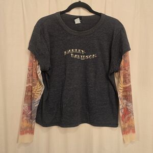 Harley-Davidson Charcoal Top with Multicolor Tattoo Sleeves